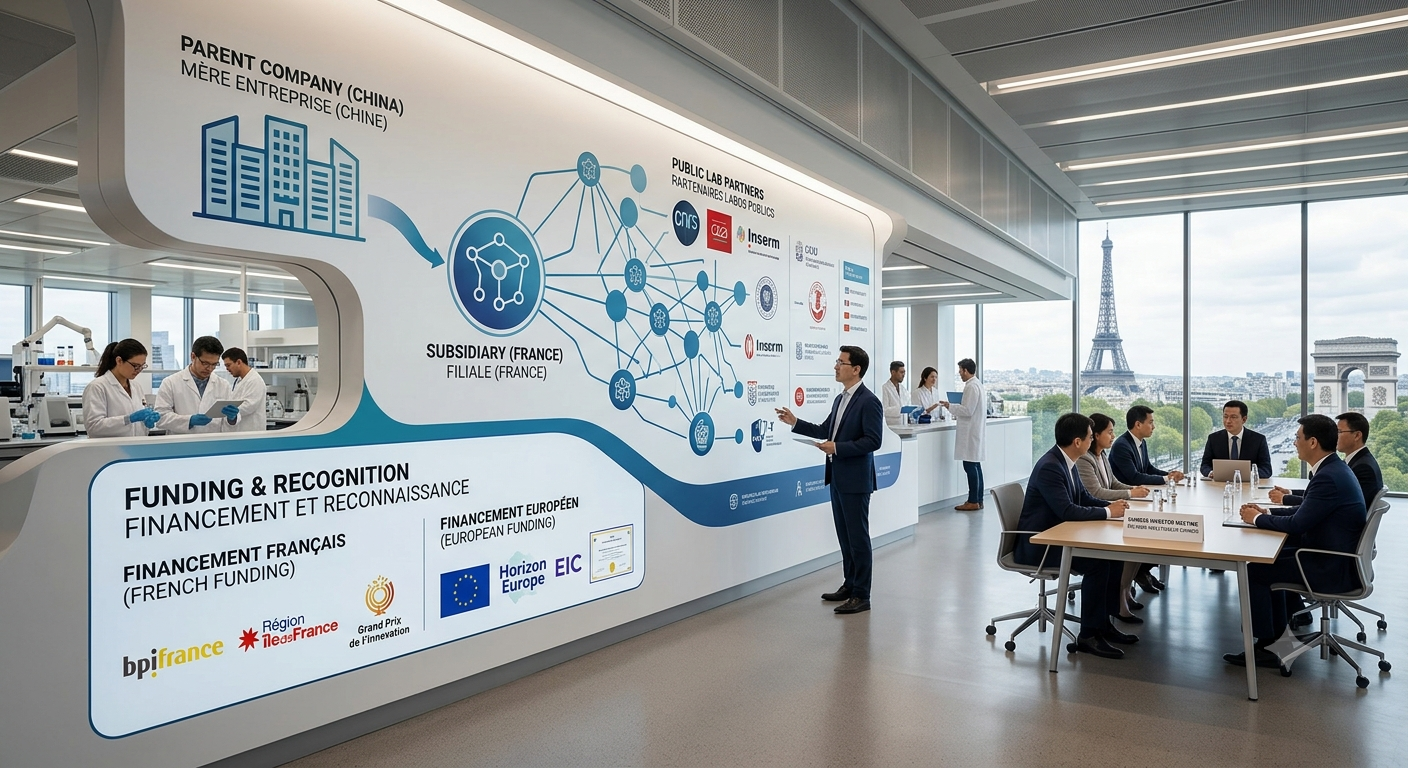 Structuration d'une filiale française : partenaires labos publics et financements français et européens